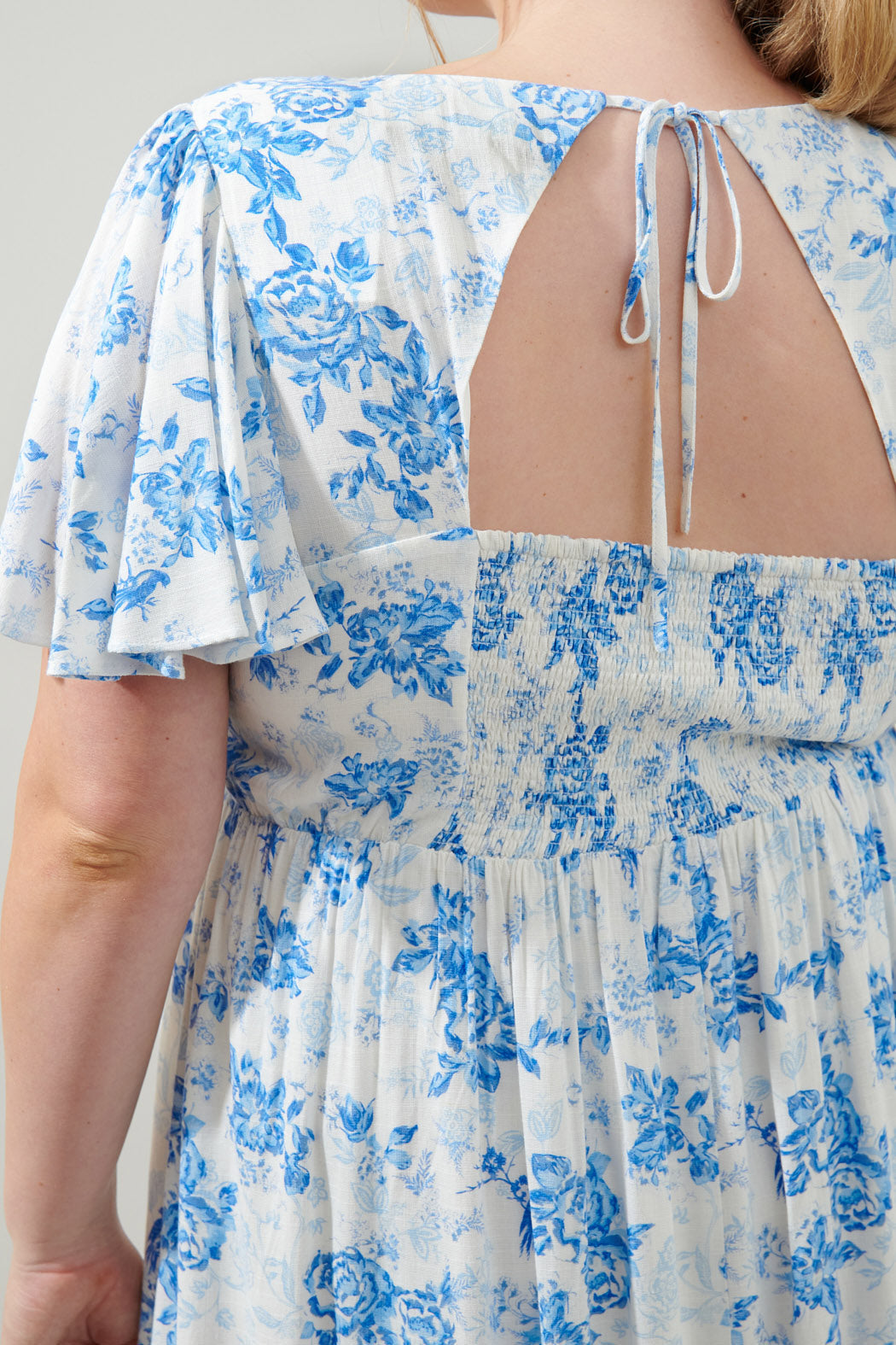 French Rose Sonny Back Cut Out Midi Dress Curve