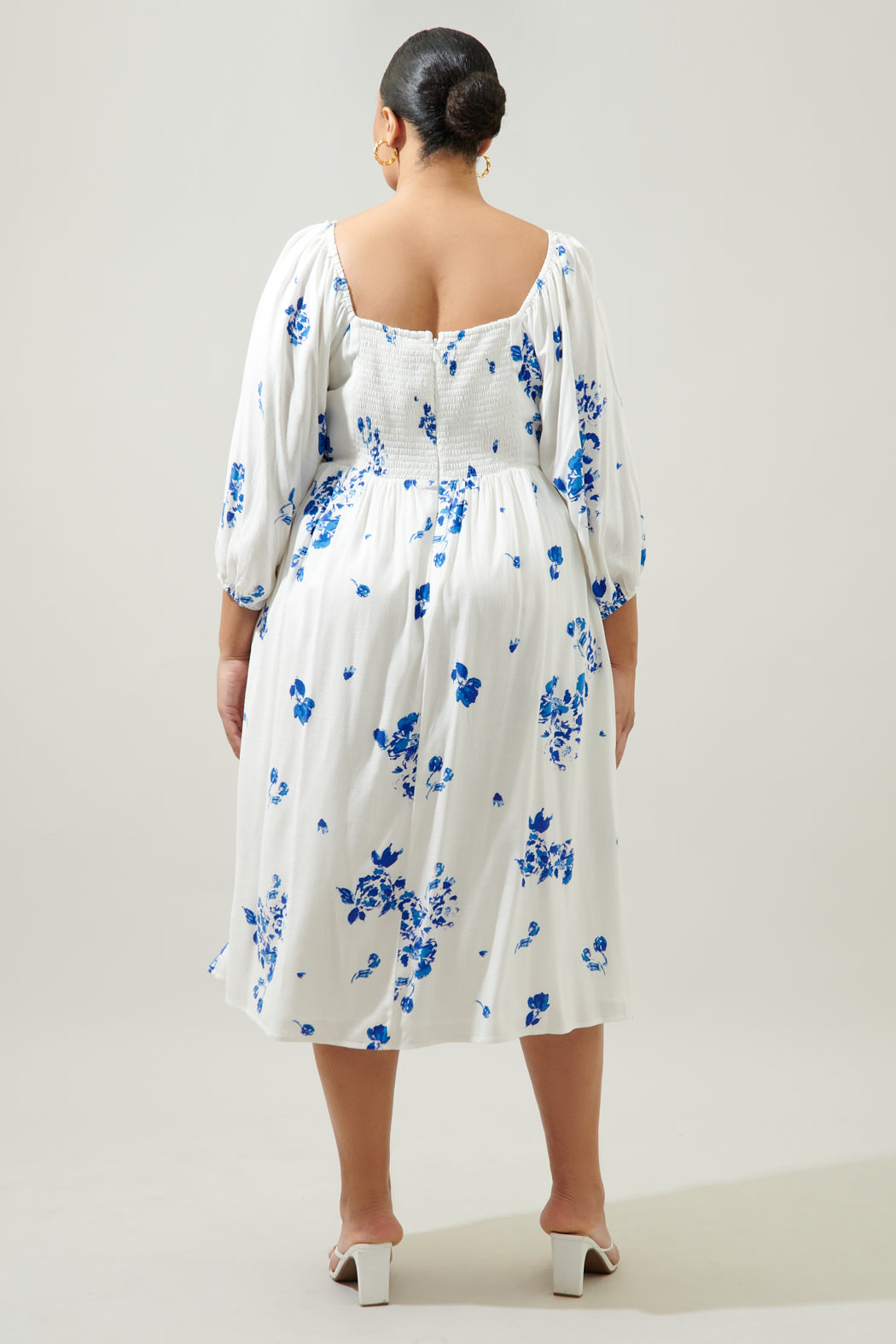 Mildred Floral Granger Puff Sleeve Midi Dress Curve