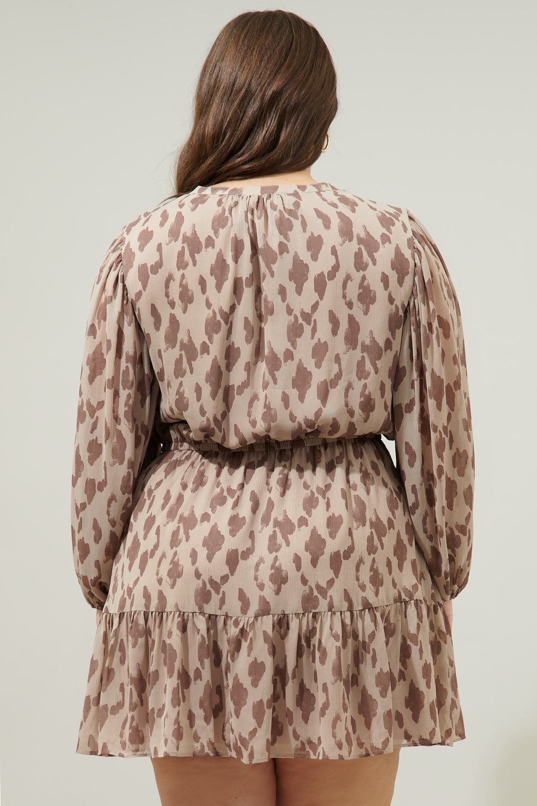Sandalwood Leopard Paxton Balloon Sleeve Mini Dress Curve