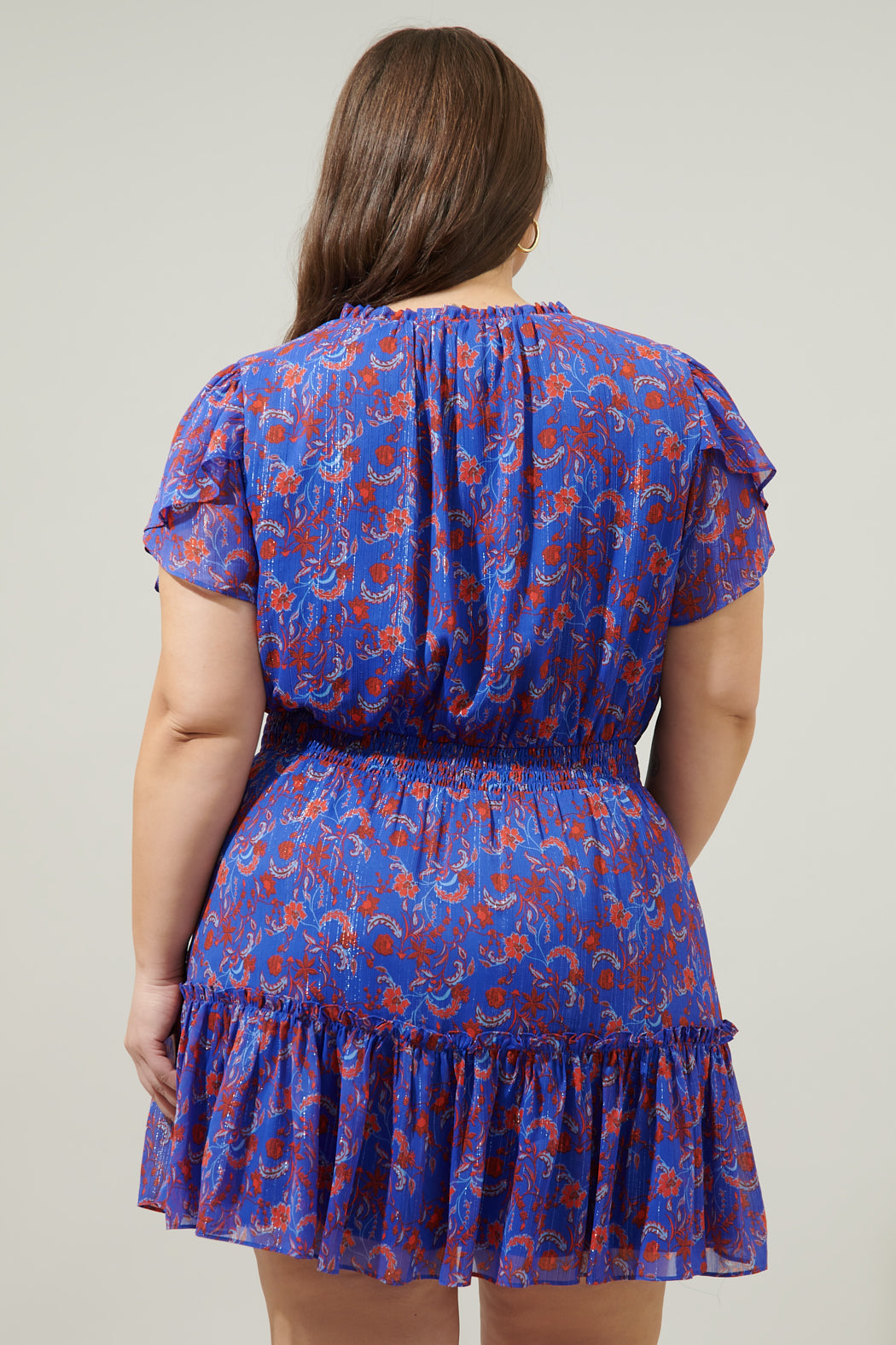 Harlann Floral Bumble Ruffle Mini Dress Curve