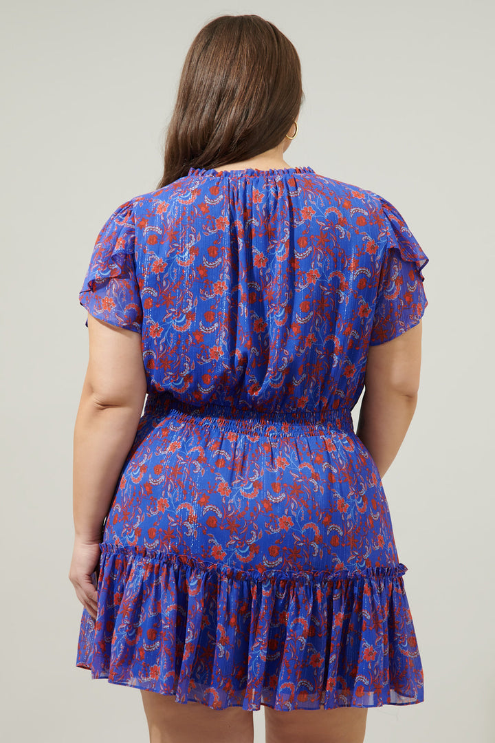 Harlann Floral Bumble Ruffle Mini Dress Curve