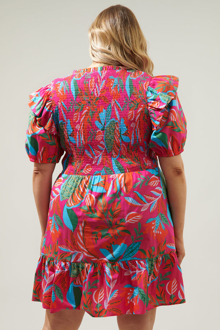 Cactus Blossom Leones Smocked Mini Dress Curve