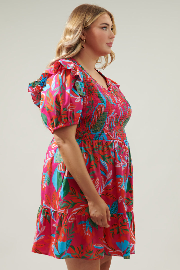 Cactus Blossom Leones Smocked Mini Dress Curve