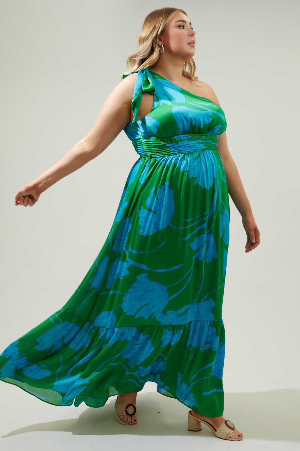 Seamoss Floral Bayou One Shoulder Maxi Dress Curve