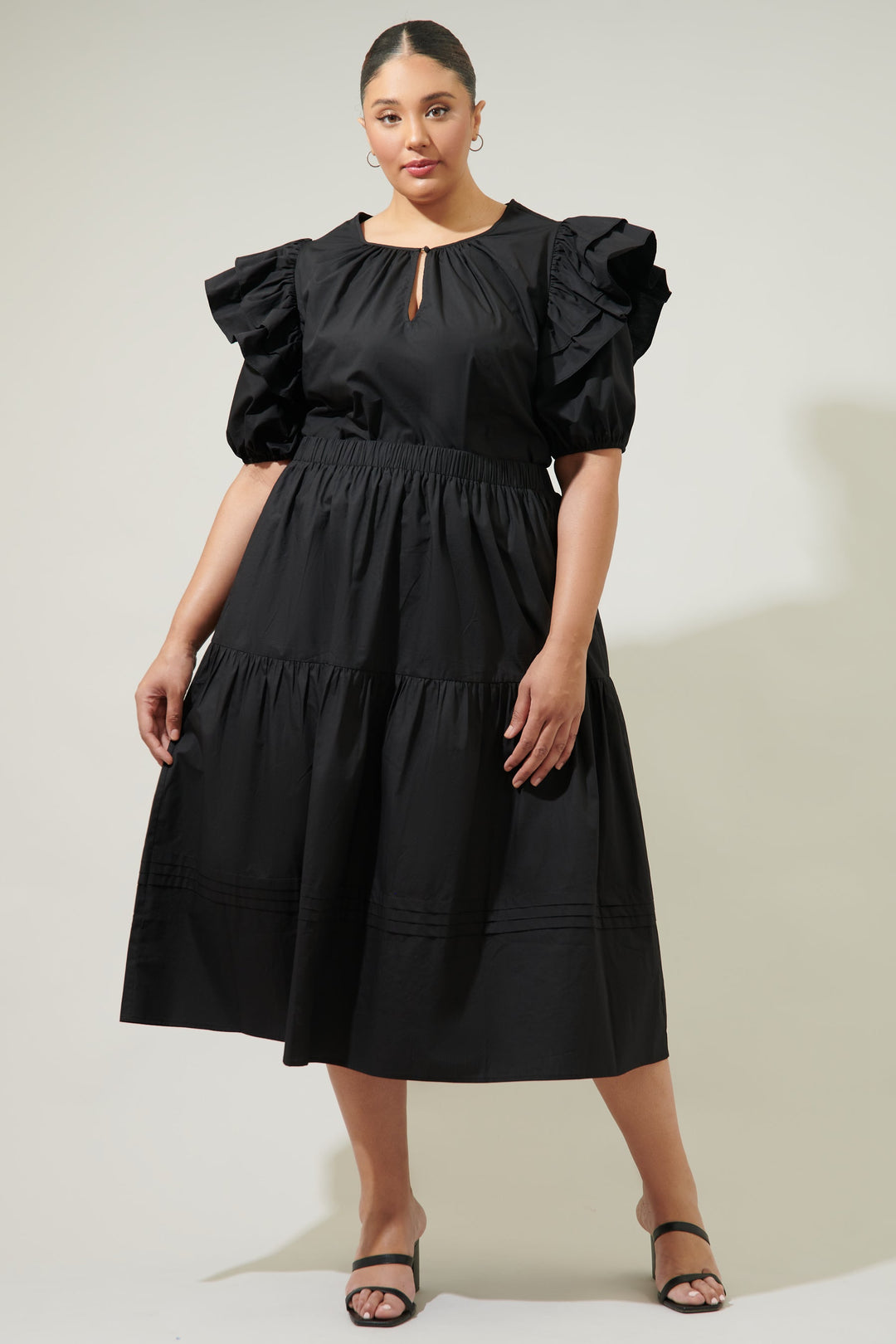 Flores Pleated Midi Skirt Curve