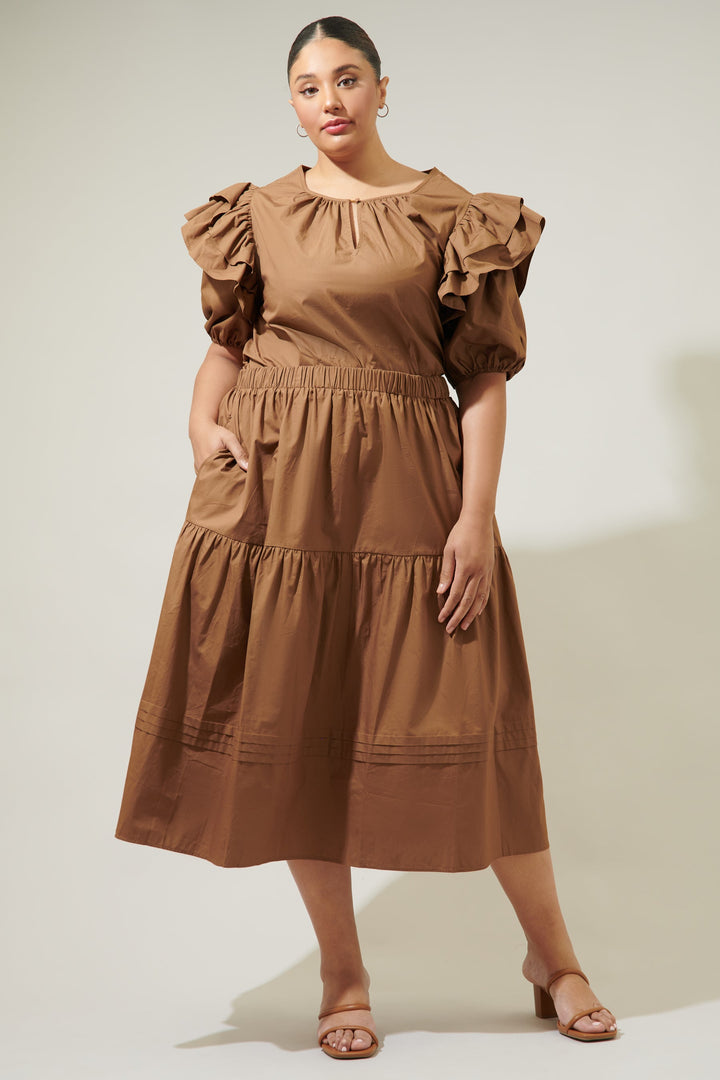 Flores Pleated Midi Skirt Curve