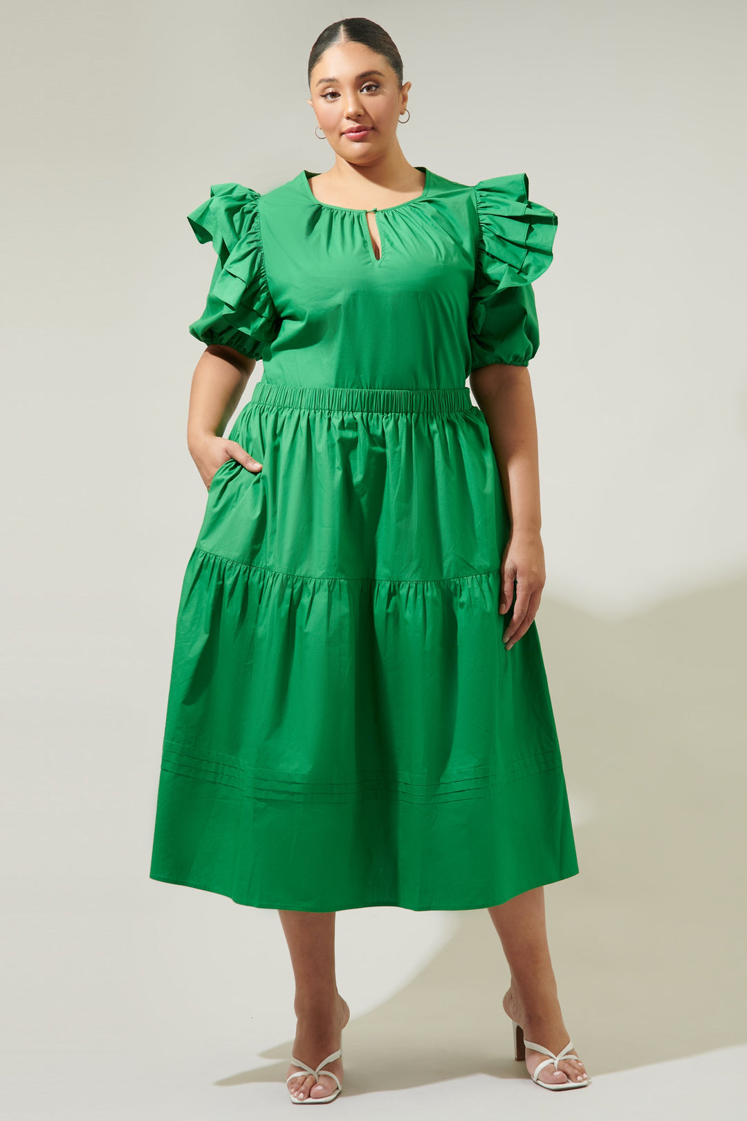 Flores Pleated Midi Skirt Curve