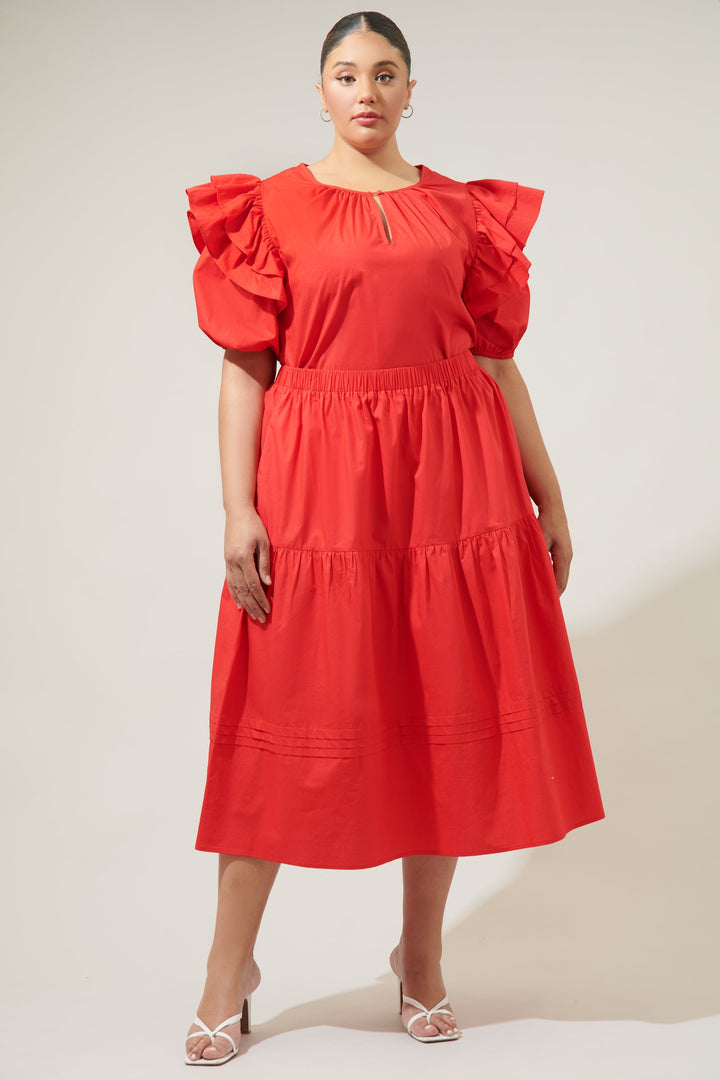 Flores Pleated Midi Skirt Curve