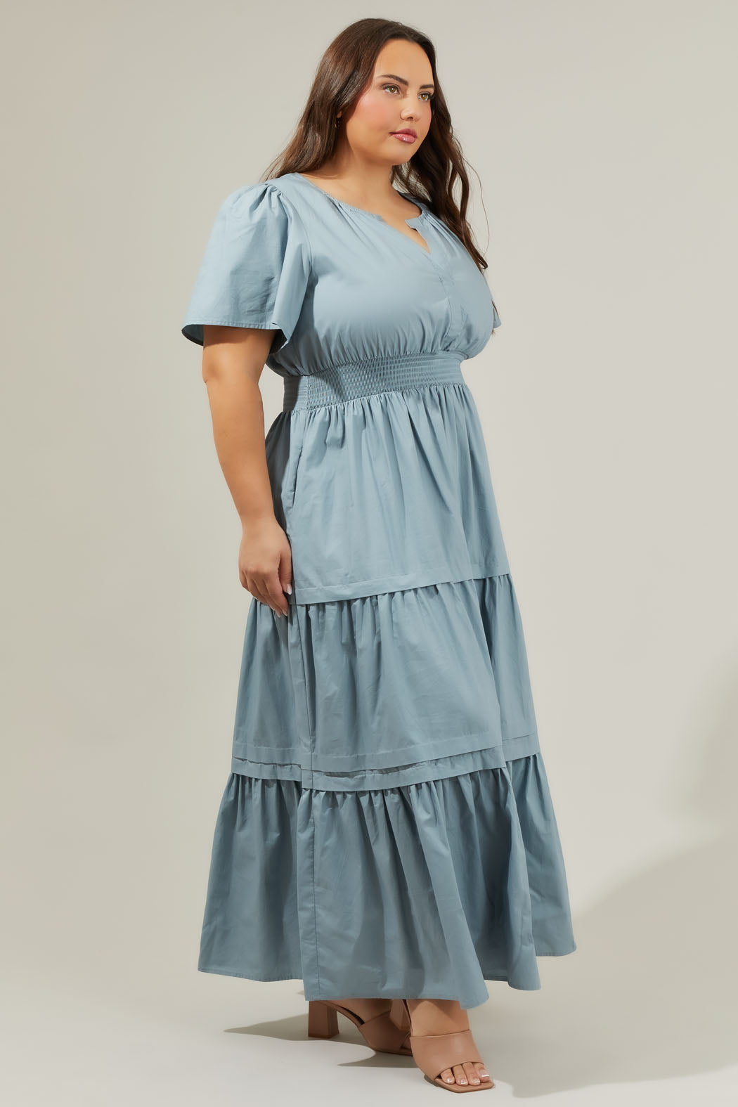Cider Palmer Poplin Maxi Dress Curve