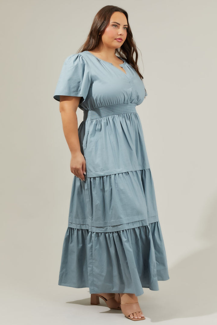 Cider Palmer Poplin Maxi Dress Curve