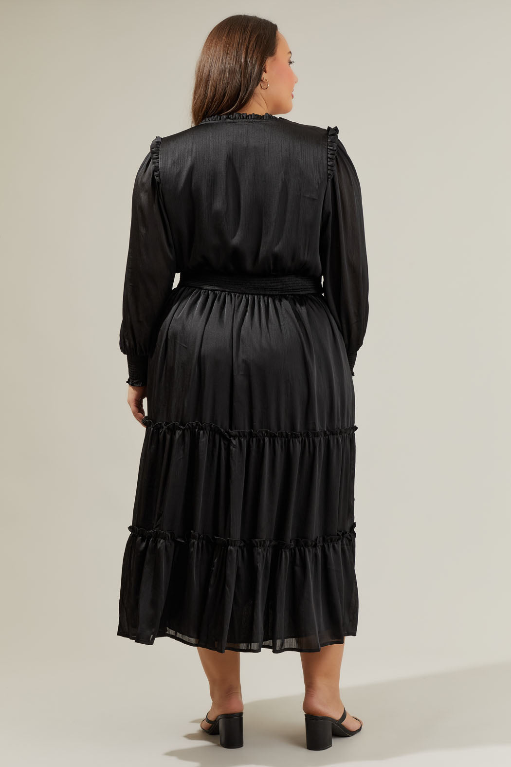 Siete Satin Split Neck Midi Dress Curve