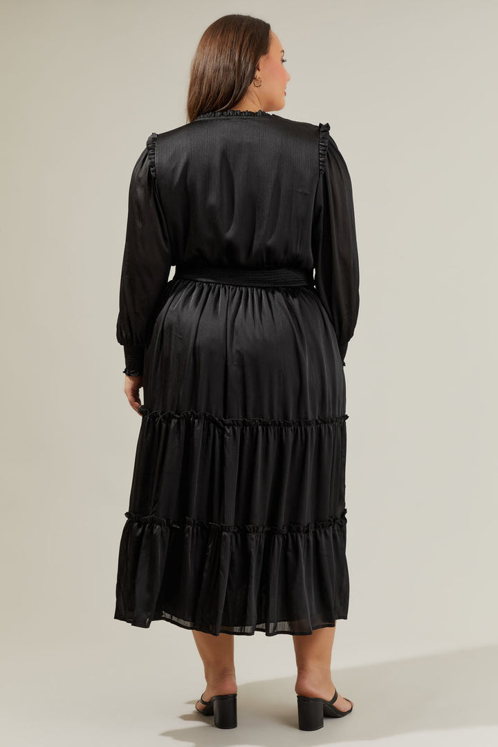 Siete Satin Split Neck Midi Dress Curve