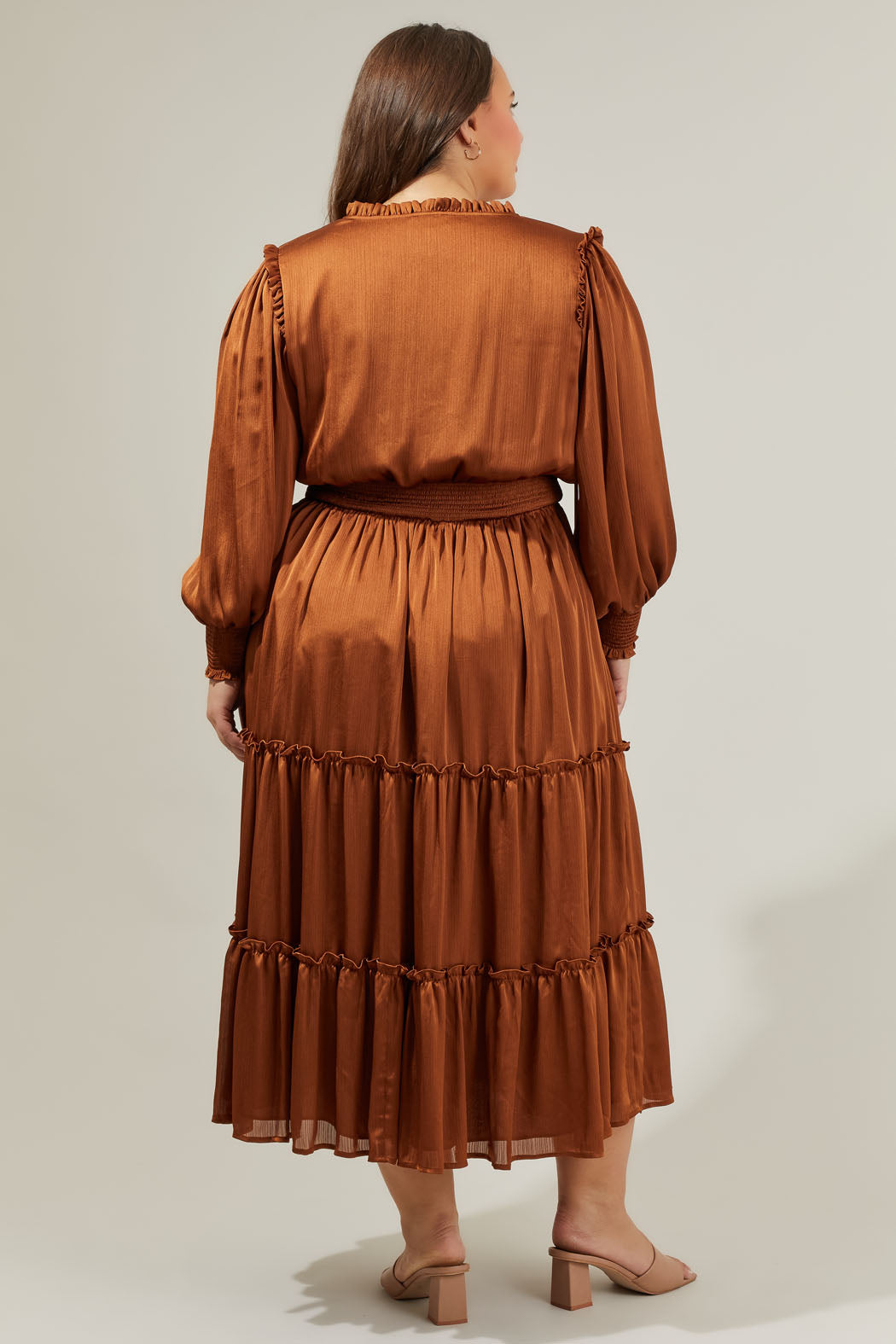 Siete Satin Split Neck Midi Dress Curve