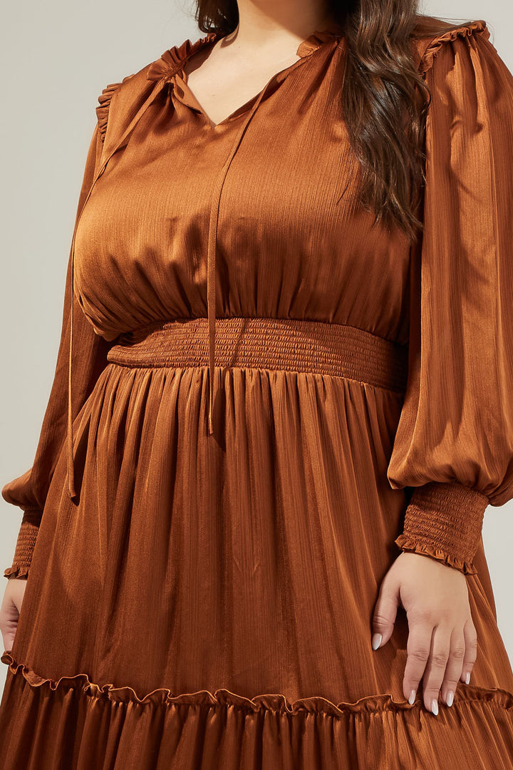 Siete Satin Split Neck Midi Dress Curve