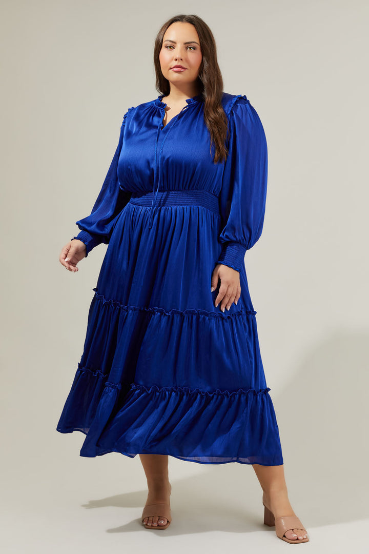 Siete Satin Split Neck Midi Dress Curve