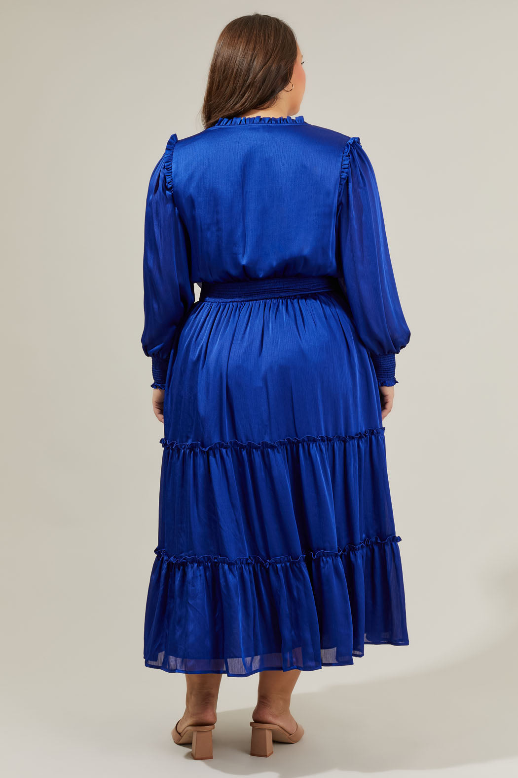 Siete Satin Split Neck Midi Dress Curve