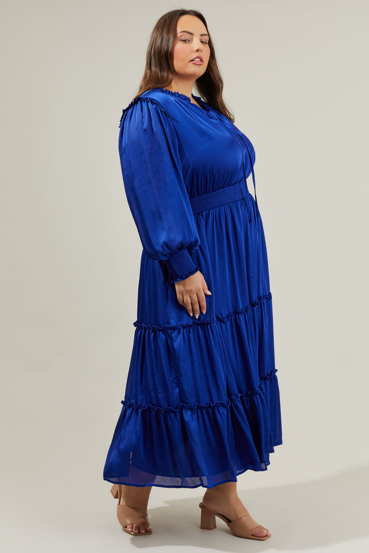Siete Satin Split Neck Midi Dress Curve
