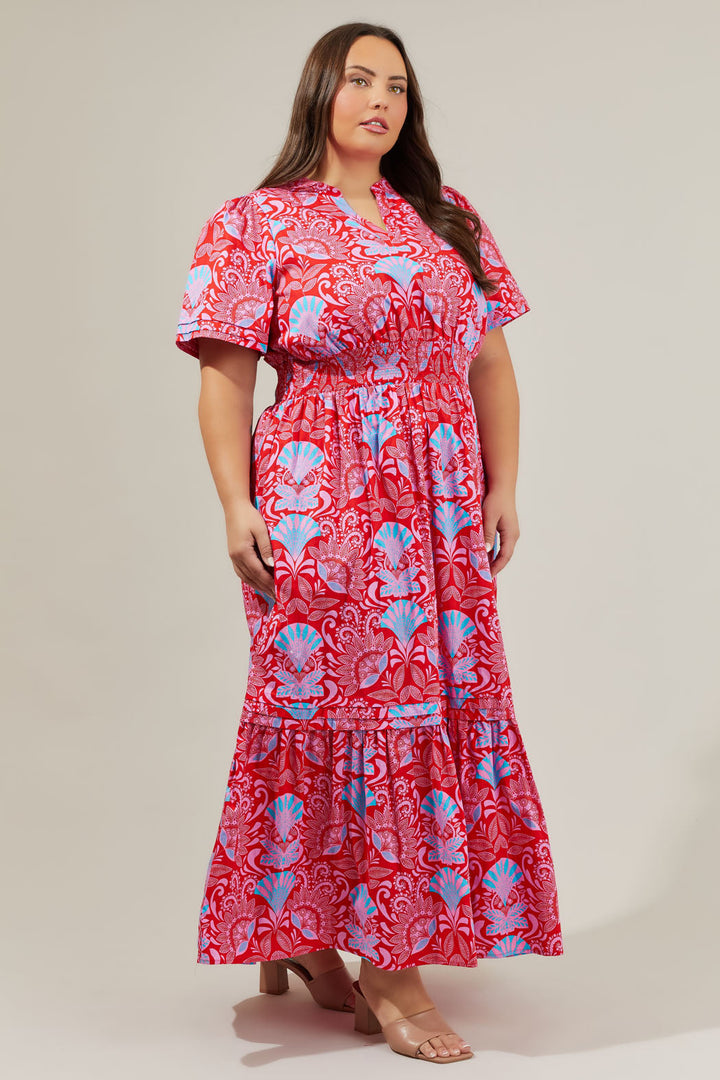 Radiant Floral Belraj Poplin Maxi Dress Curve