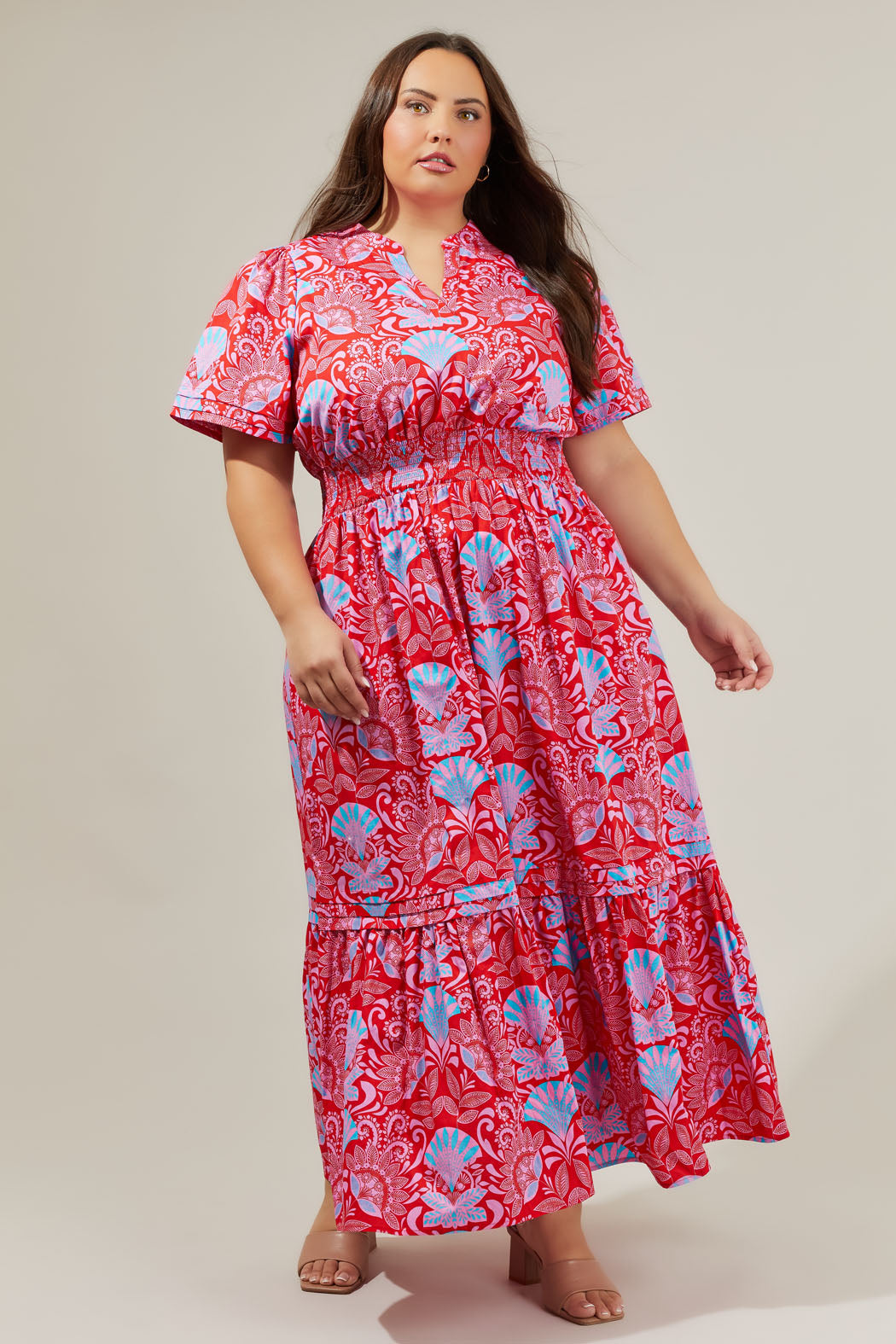 Radiant Floral Belraj Poplin Maxi Dress Curve