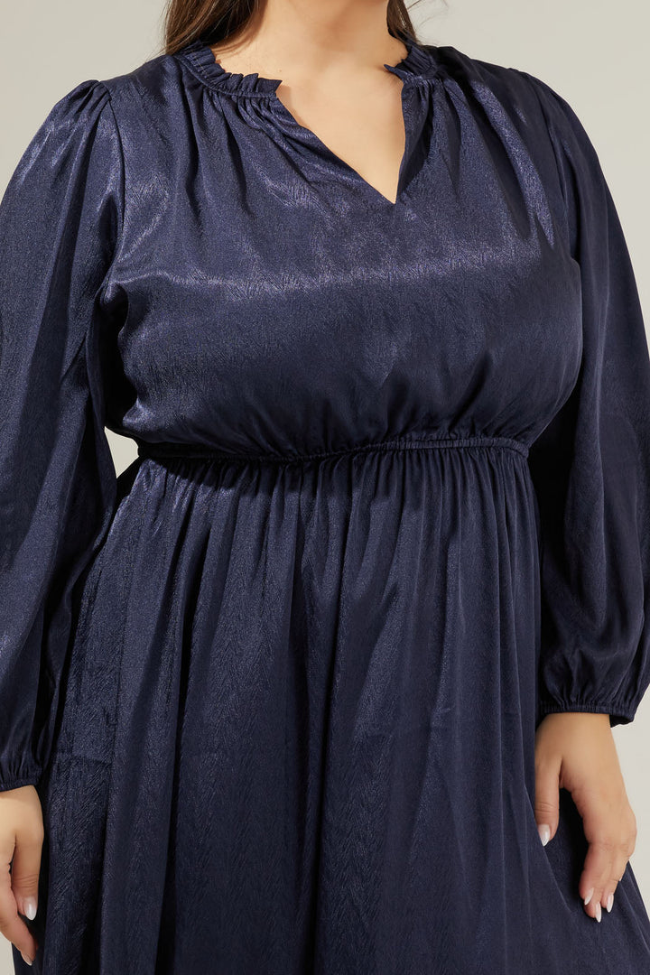 Fabiola Split Neck Midi Dress Curve
