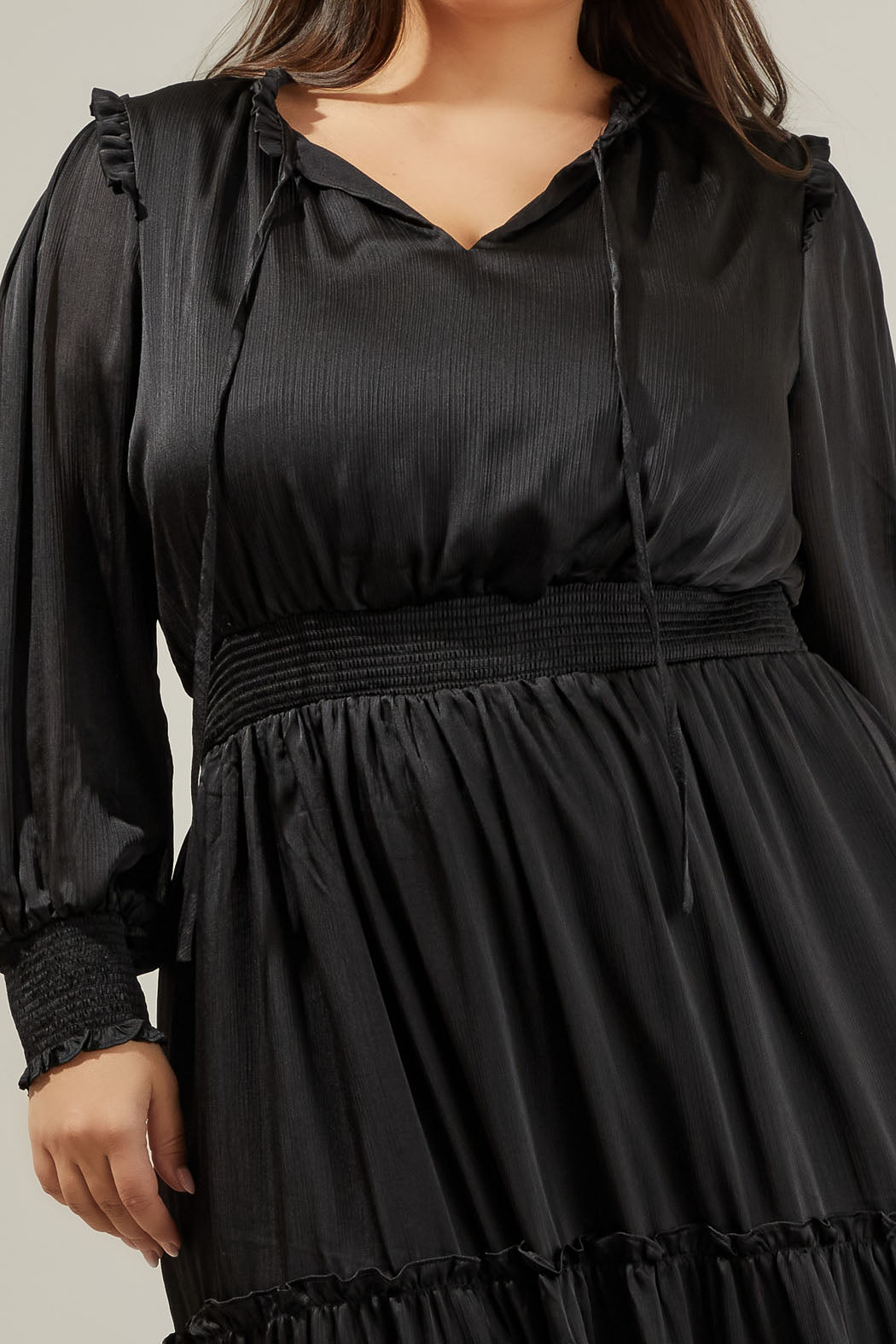 Siete Satin Split Neck Midi Dress Curve