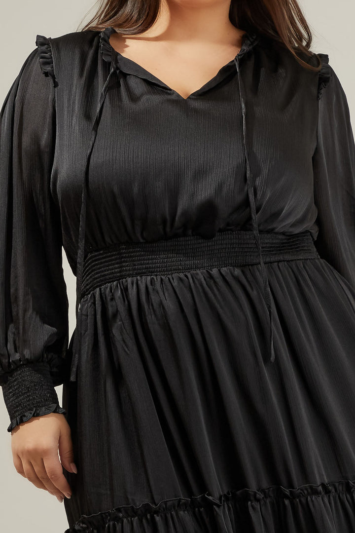 Siete Satin Split Neck Midi Dress Curve