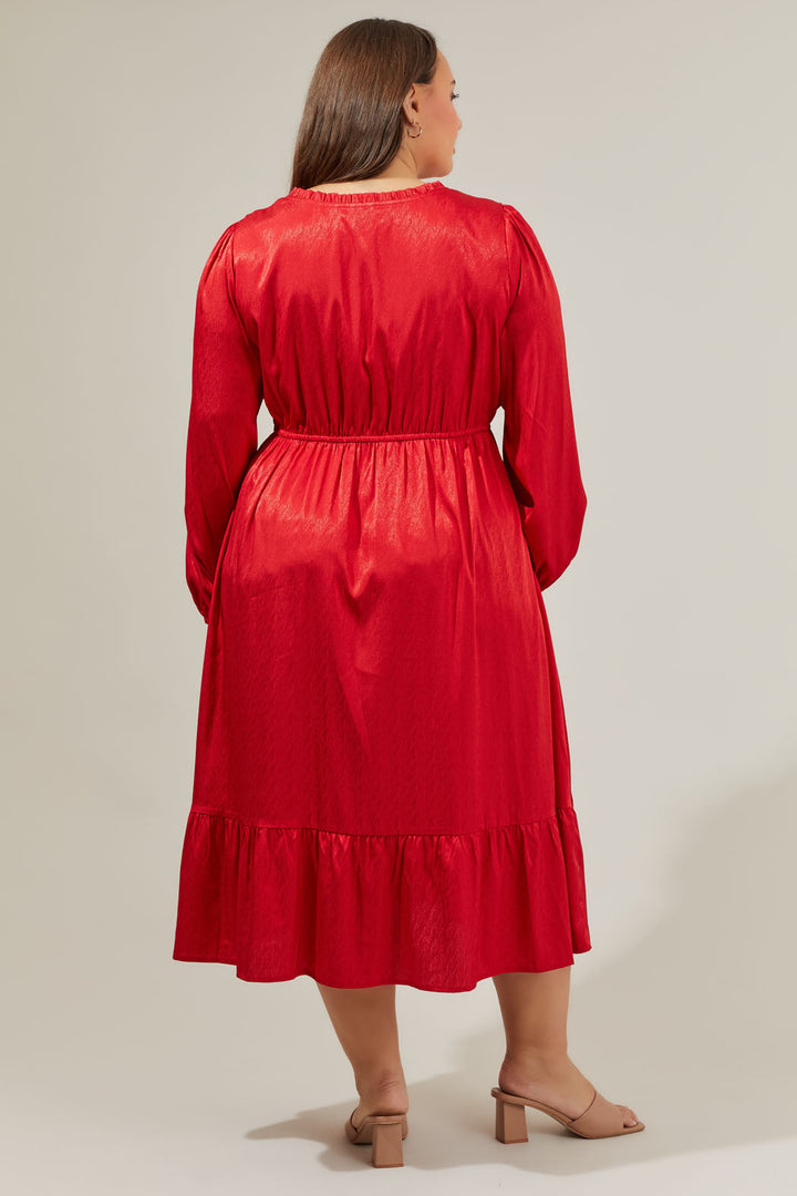 Fabiola Split Neck Midi Dress Curve