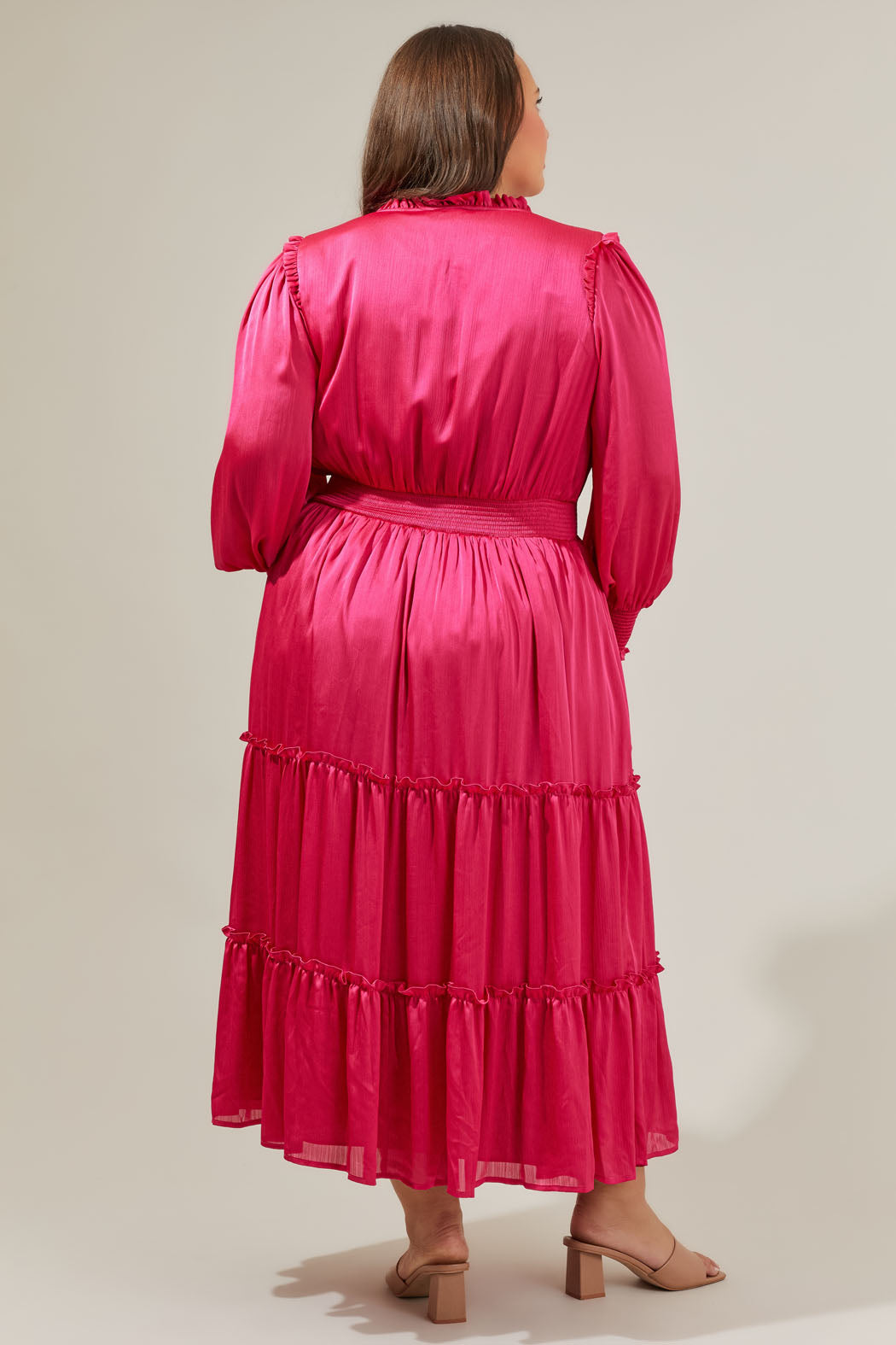 Siete Satin Split Neck Midi Dress Curve