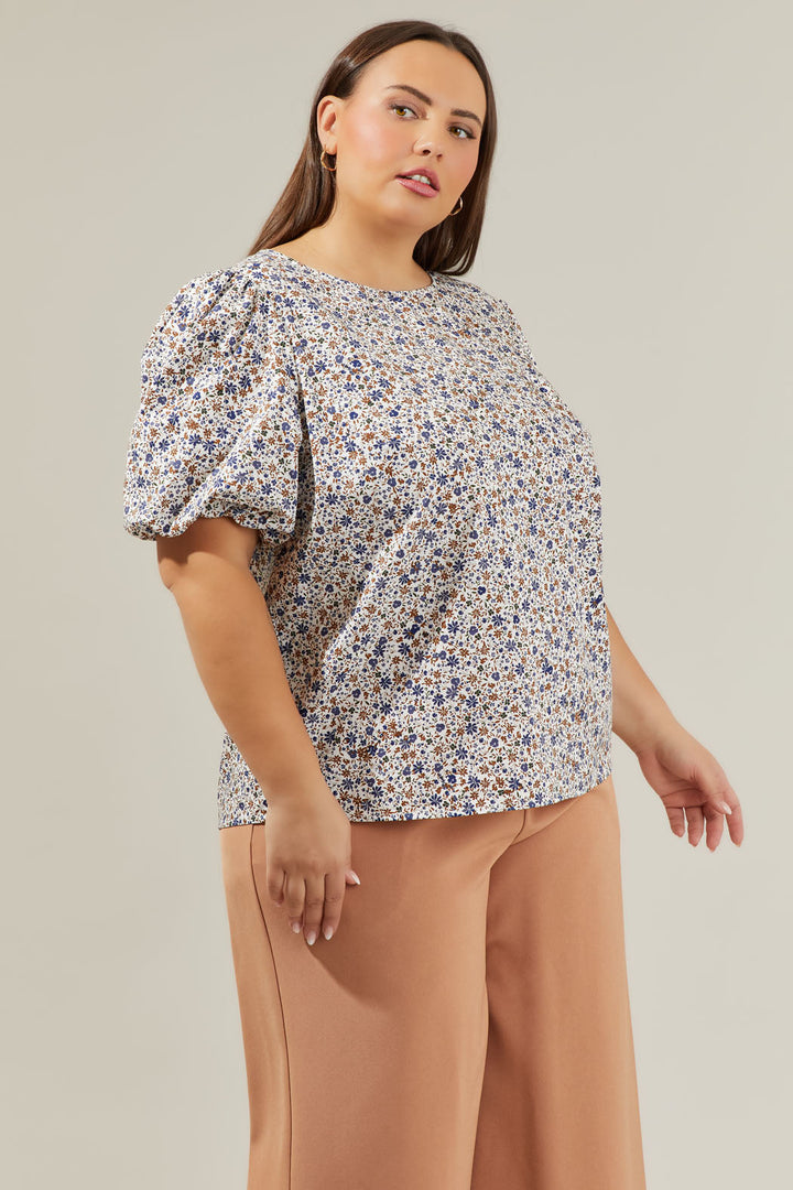 Heath Floral Balloon Sleeve Blouse Curve