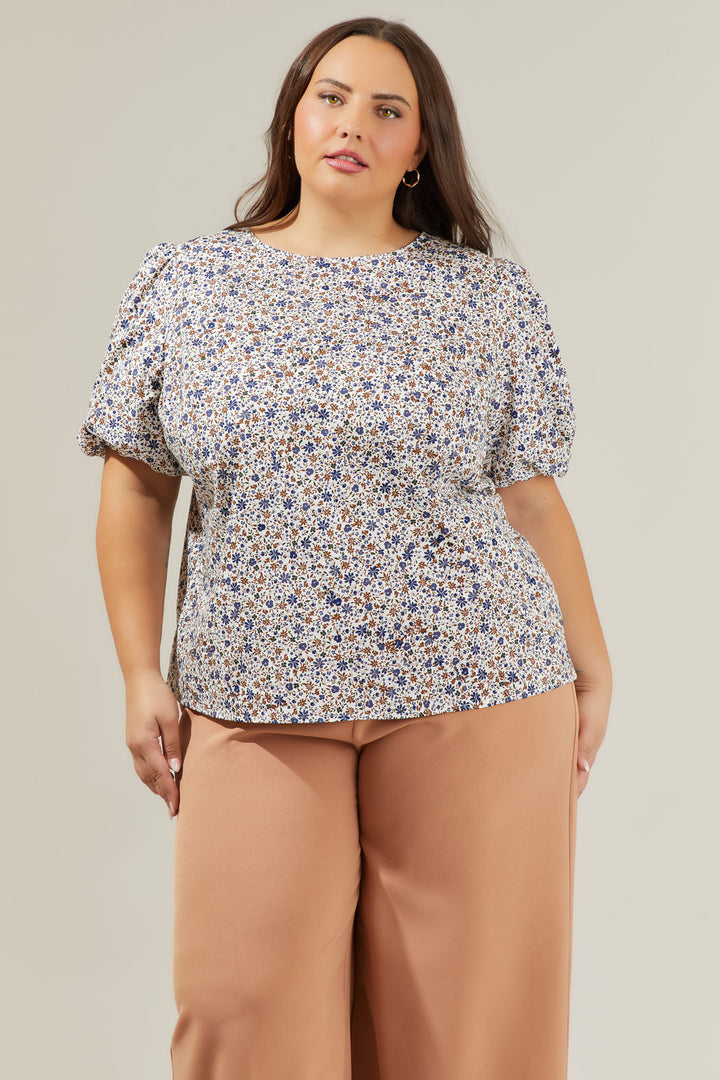 Heath Floral Balloon Sleeve Blouse Curve