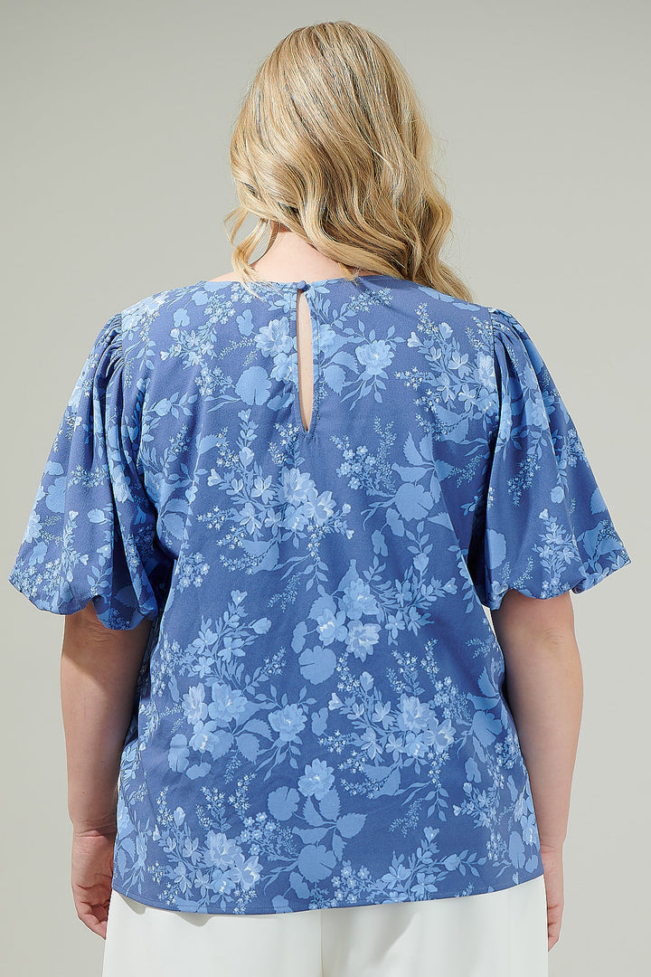 Borage Floral Bubble Sleeve Blouse Curve