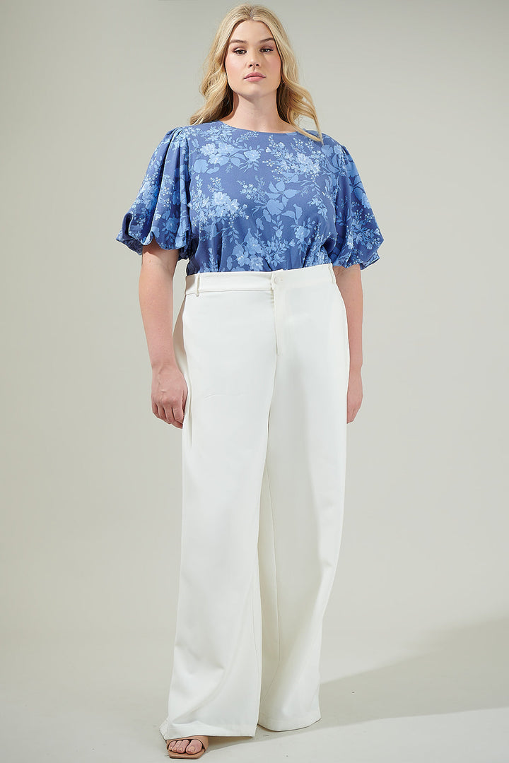 Borage Floral Bubble Sleeve Blouse Curve