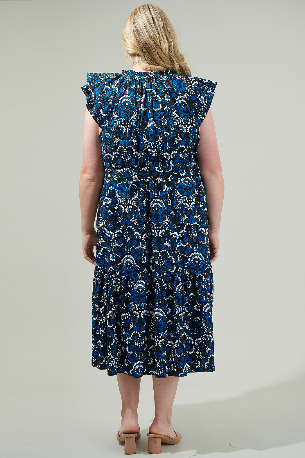 Etta Floral Charlotte Button Midi Dress Curve