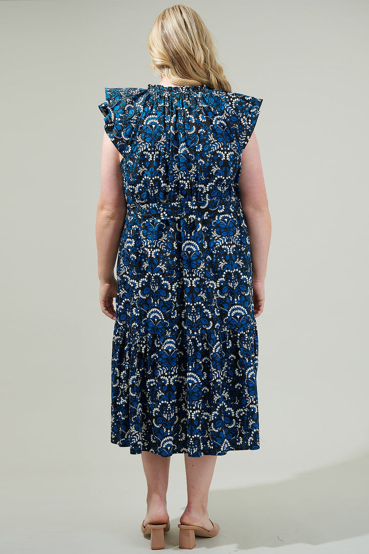 Etta Floral Charlotte Button Midi Dress Curve