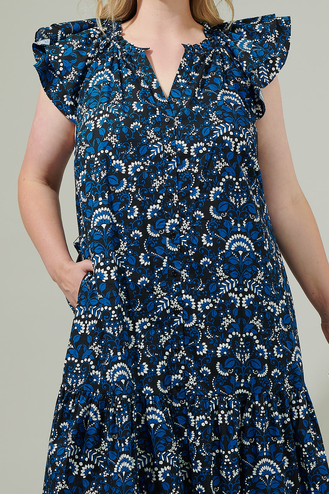 Etta Floral Charlotte Button Midi Dress Curve