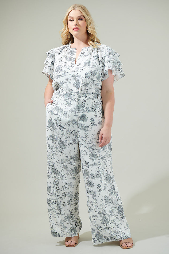 Renzo Toile Mulvane Wide Leg Pants Curve