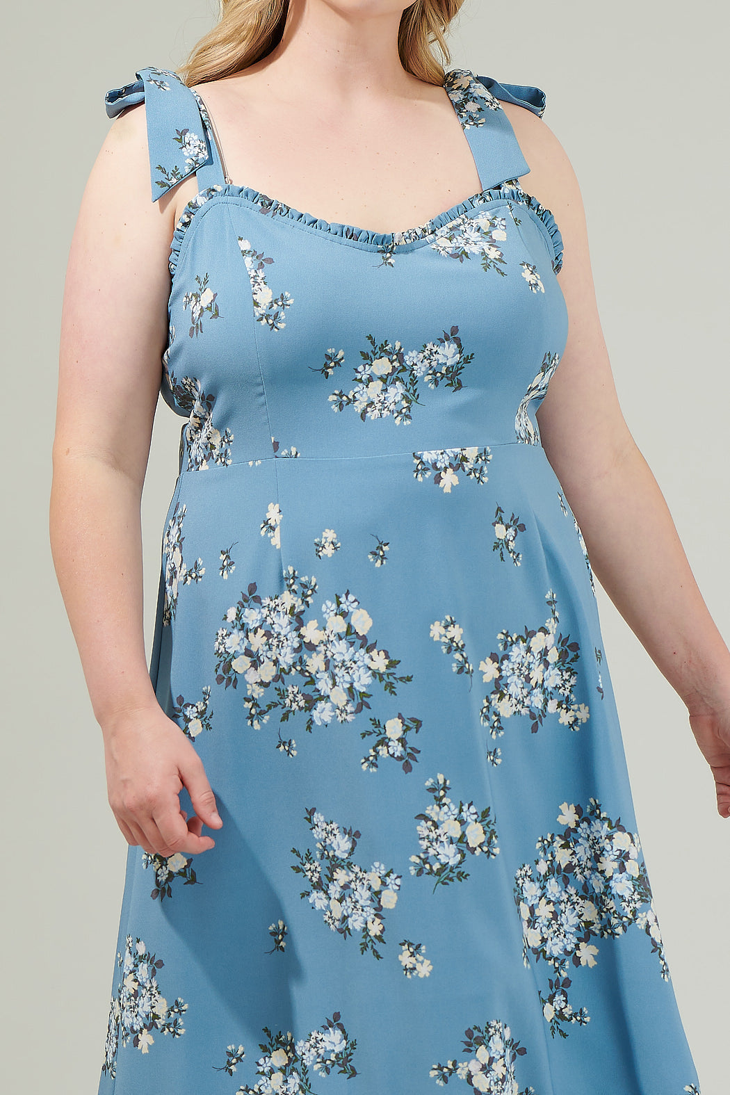 Moxie Floral Baker Tie Strap Midi Dress Curve