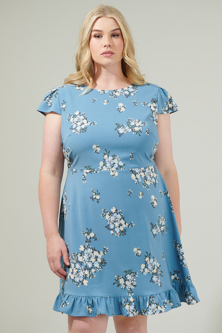 Moxie Floral Ruffle Mini Dress Curve