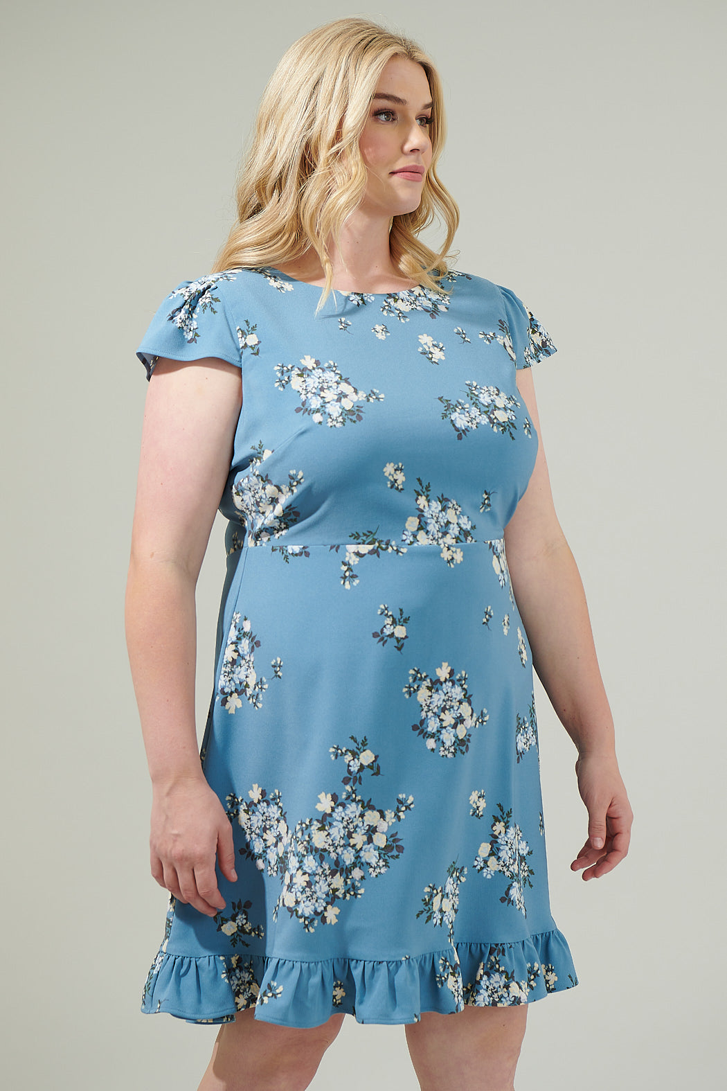 Moxie Floral Ruffle Mini Dress Curve