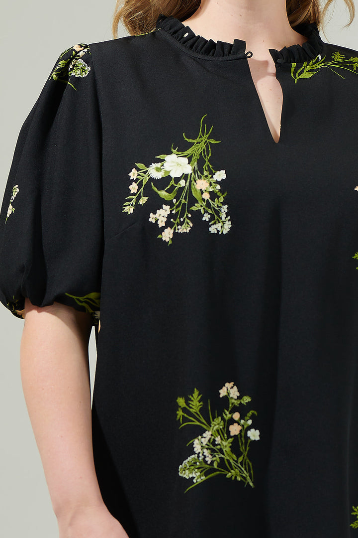 Jenna Floral Split Neck Blouse Curve