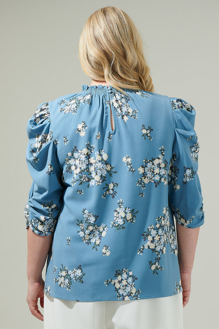 Moxie Floral Drape Sleeve Top Curve