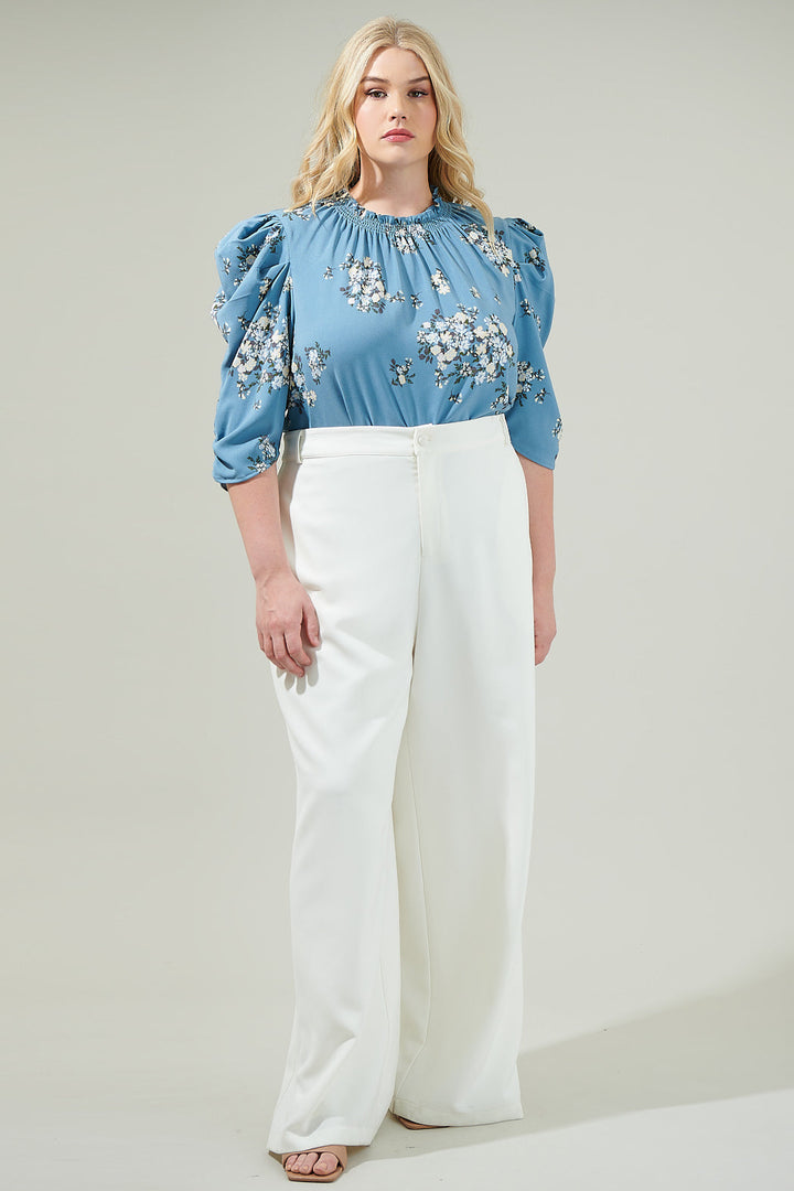 Moxie Floral Drape Sleeve Top Curve