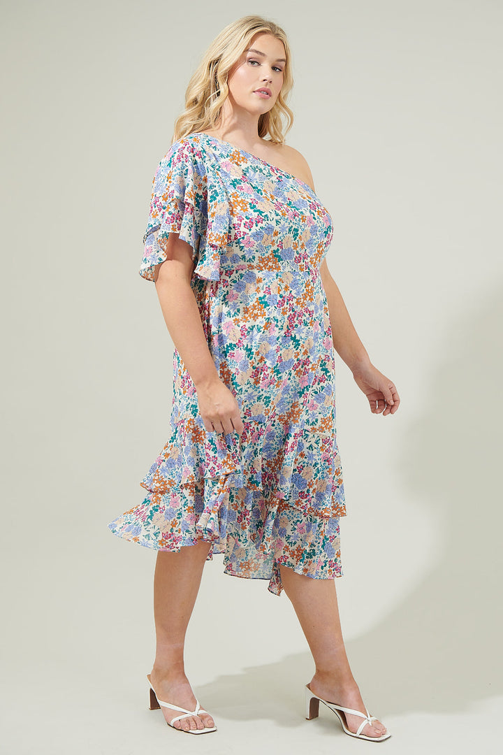 Posy Blossom One Shoulder Asymmetrical Dress Curve