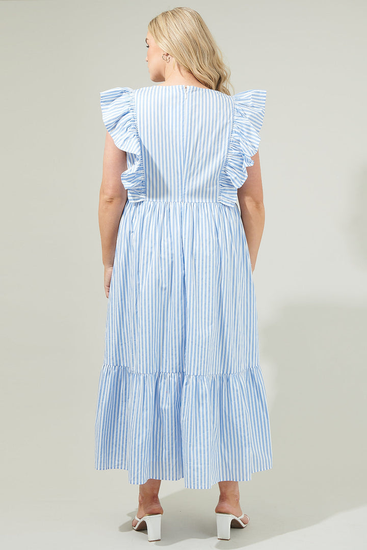 Striped Fairness Poplin Surplice Midi Dress Curve