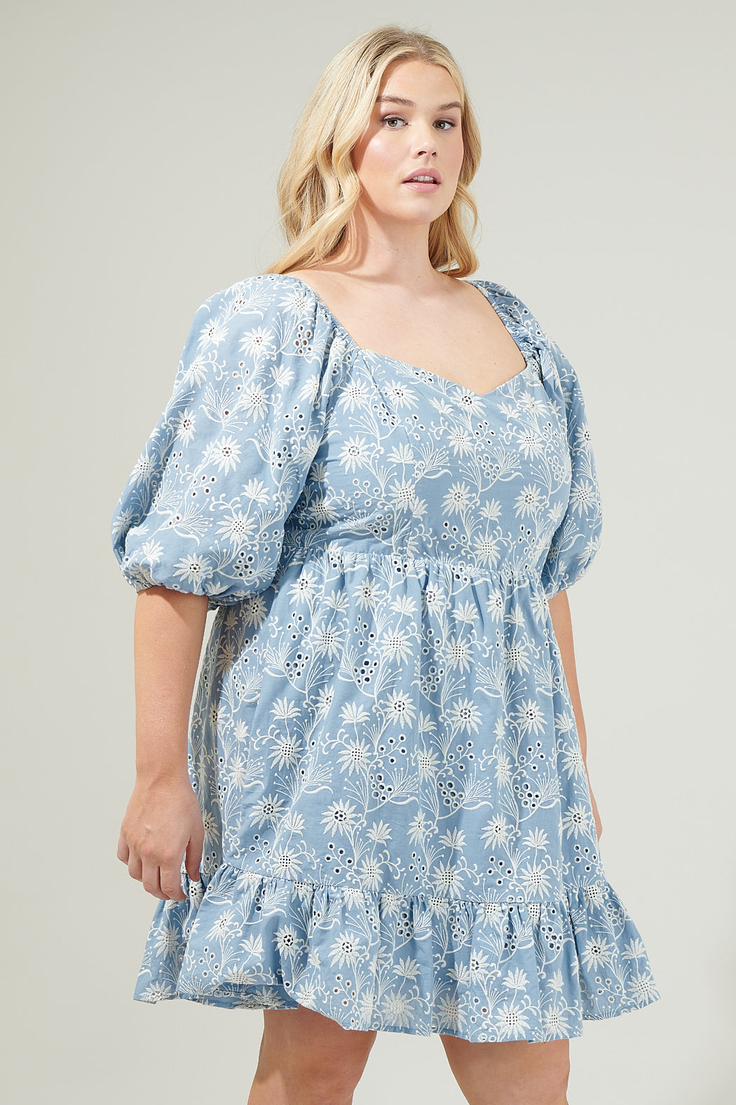 Moonflower Eyelet Evy Sweetheart Mini Dress Curve
