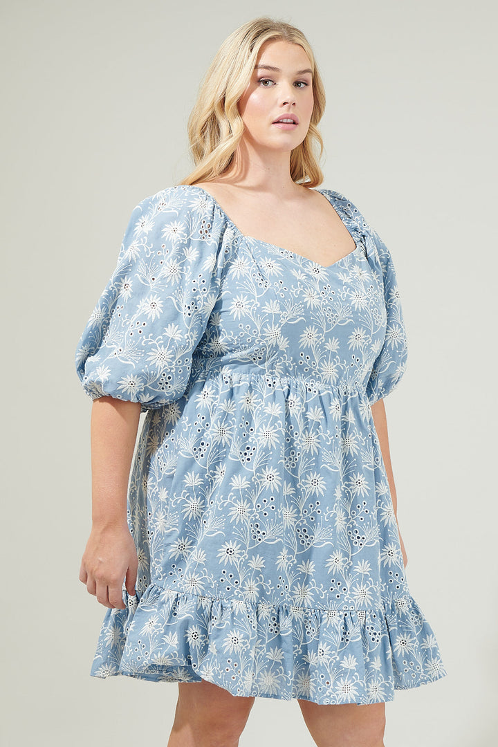 Moonflower Eyelet Evy Sweetheart Mini Dress Curve