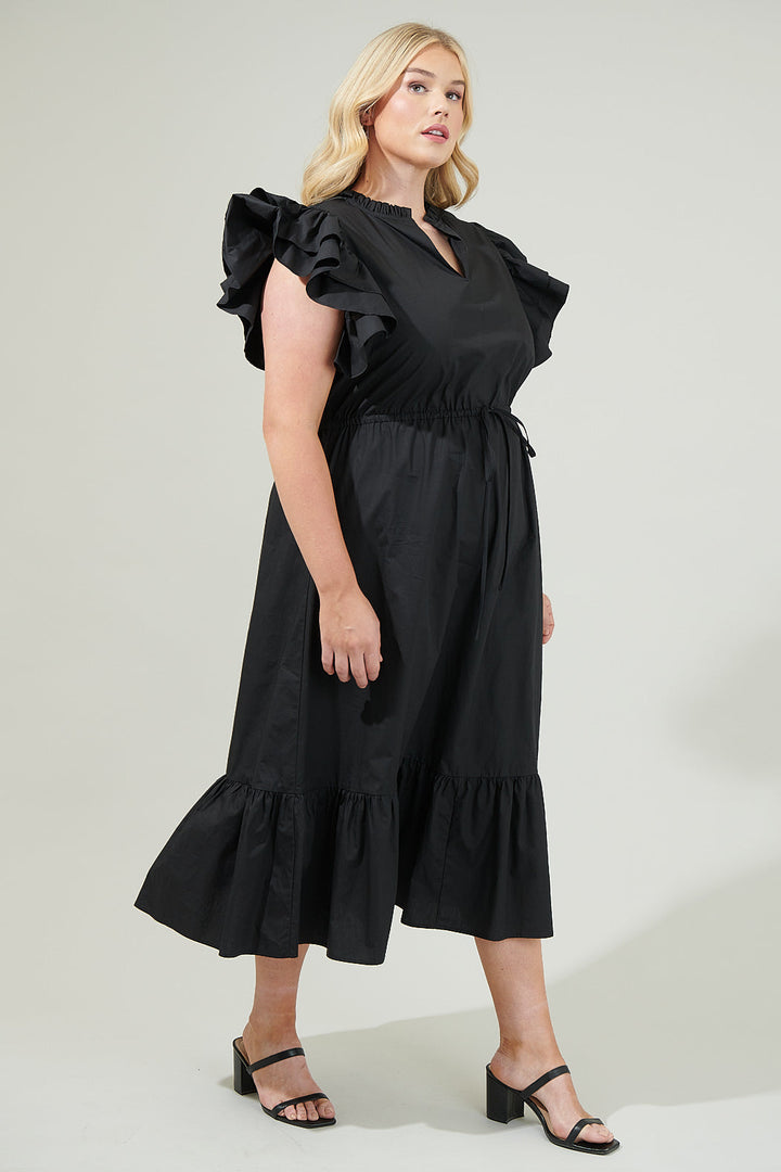 Miley Dillan Midi Ruffle Dress Curve