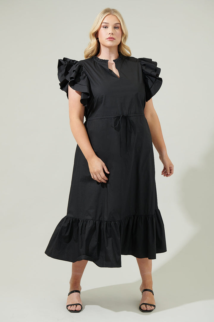 Miley Dillan Midi Ruffle Dress Curve