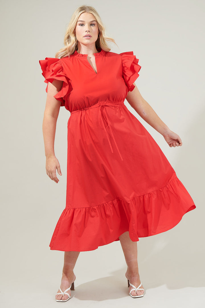 Miley Dillan Midi Ruffle Dress Curve