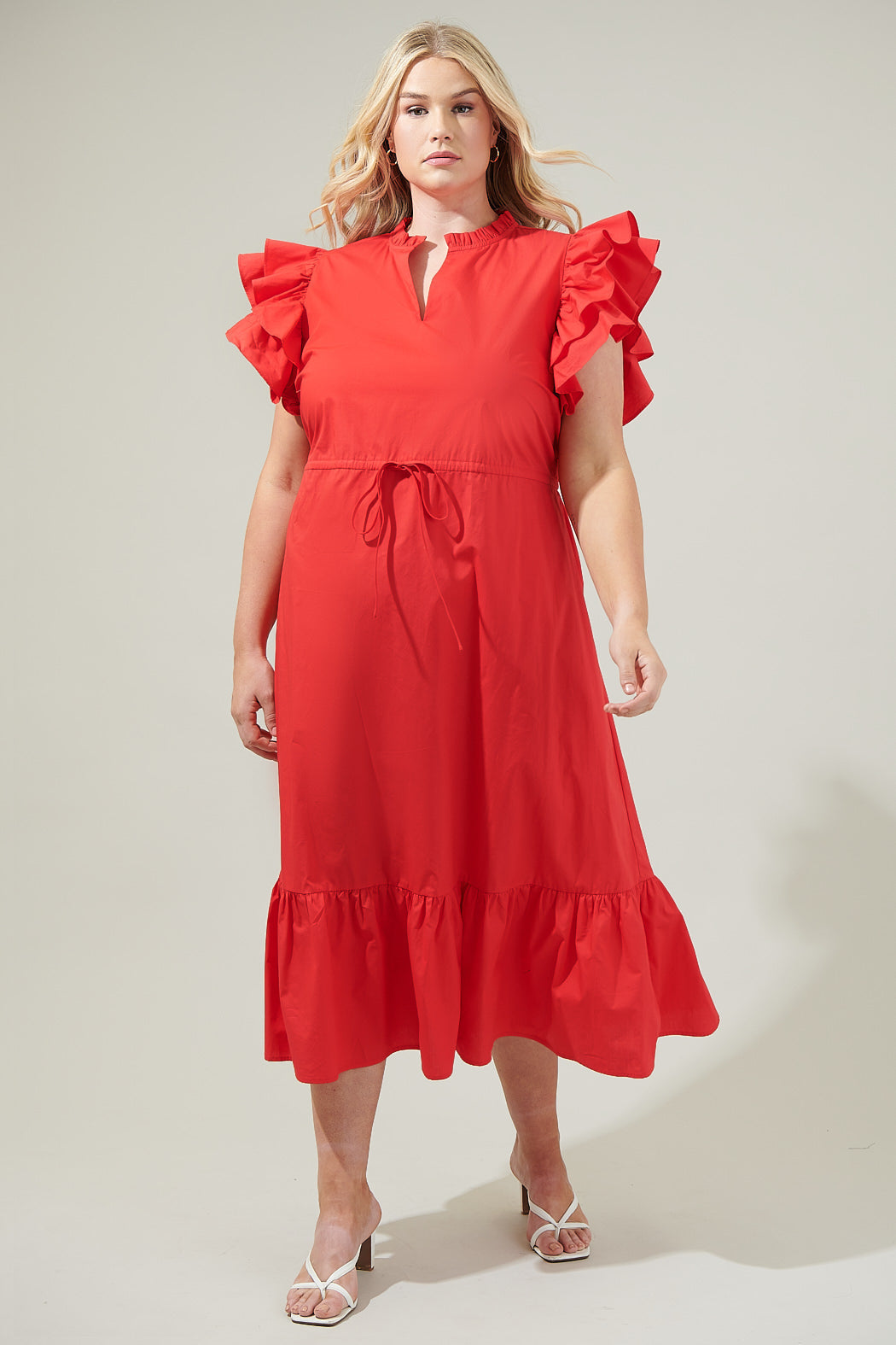 Miley Dillan Midi Ruffle Dress Curve